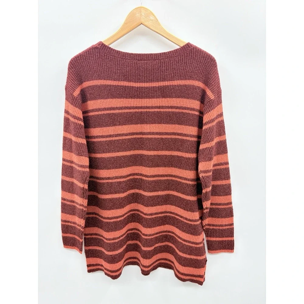 Ann Taylor LOFT Womens Size XL Striped Ribbed Long Sleeve Tunic Sweater $70